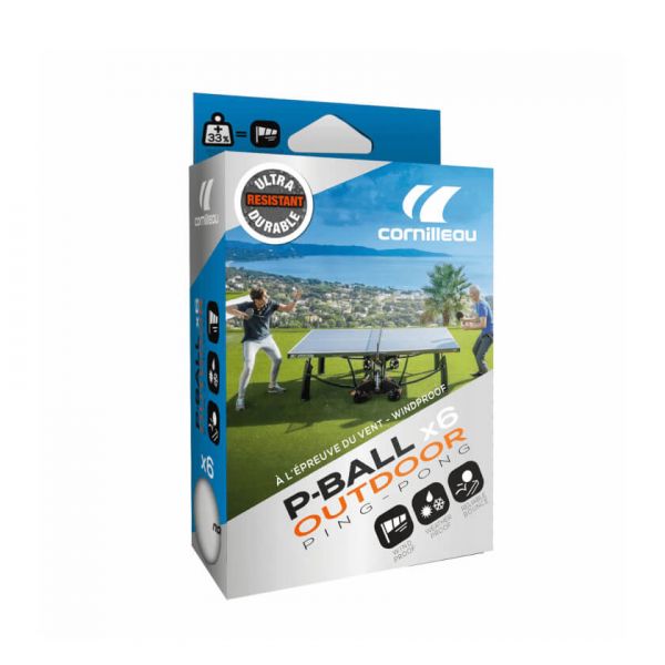  Мячи для настольного тенниса Cornilleau P-BALL OUTDOOR ULTRADURABLE, 6 штук, белый